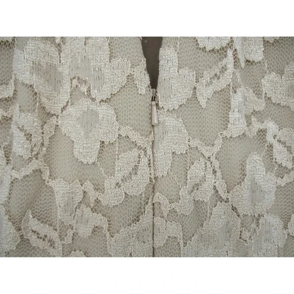 Xscape Dress Womens 4 Sheer Floral Lace Trumpet Gown Feminine Wedding Lined Tan - Picture 7 of 14